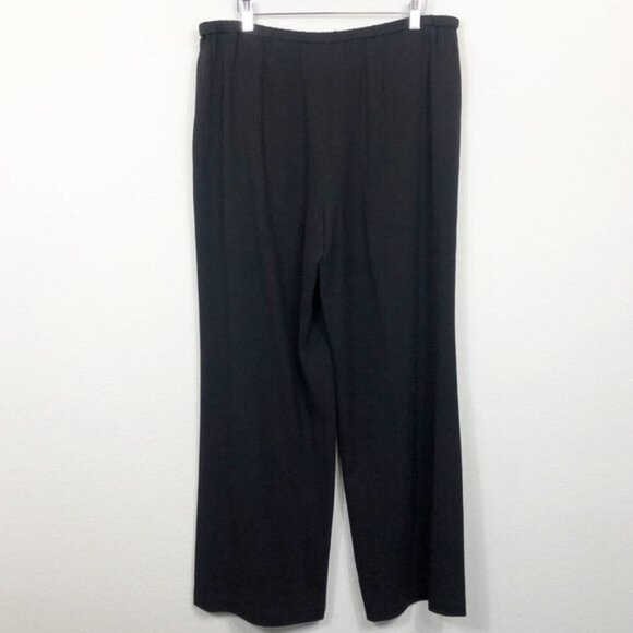 Saks Fifth Ave Sport Black Wide Leg Pants Elastic Waist Soft Fabric Size 14P NWT - Picture 3 of 9